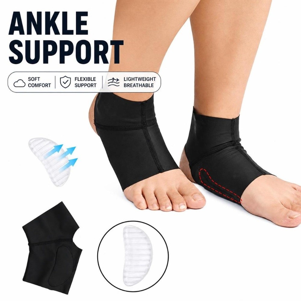 Ankle Brace Sock - 1 Pair Gel Inserts Arch Support