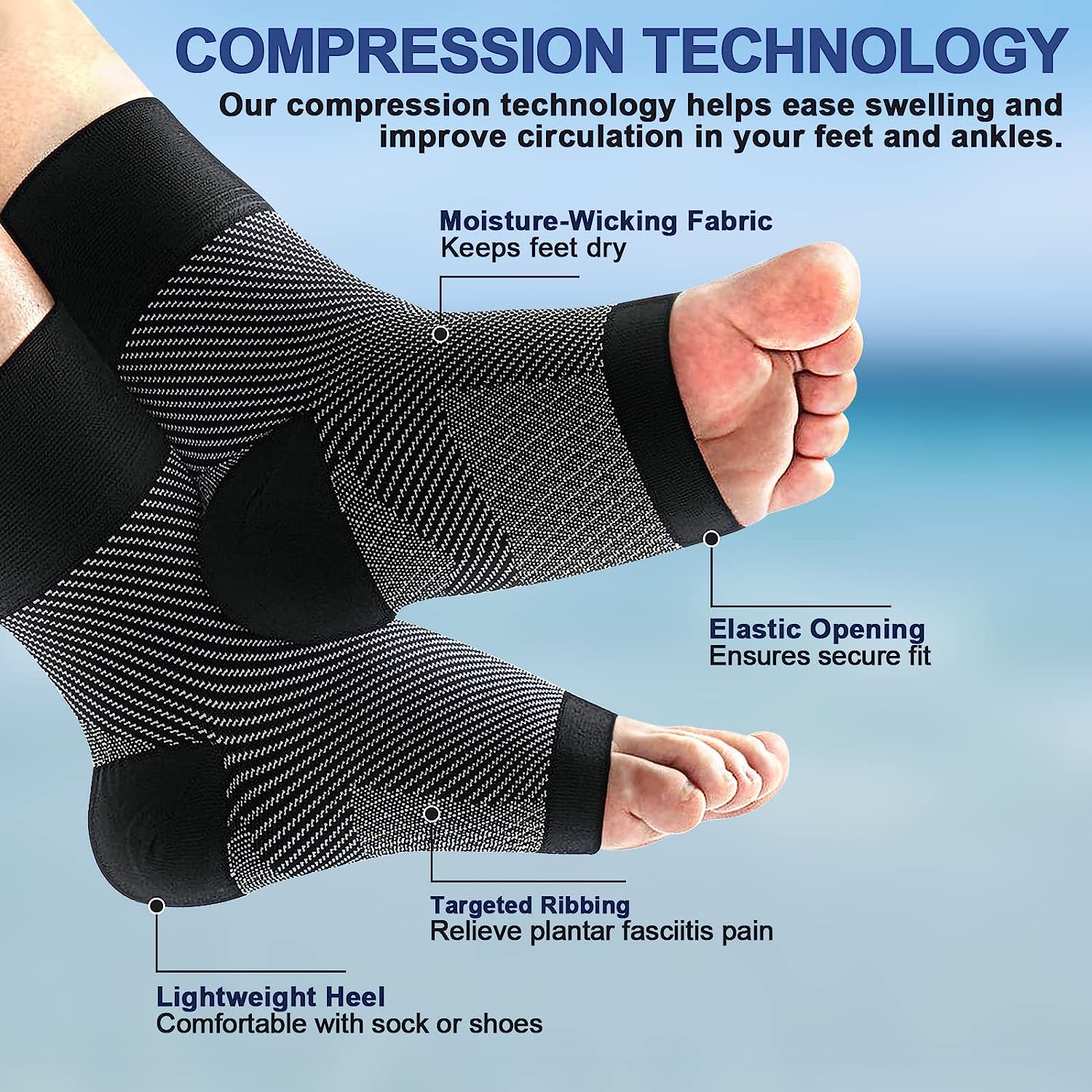 1pair Plantar Fasciitis Compre - Ankle Brace Sock 评论和价格