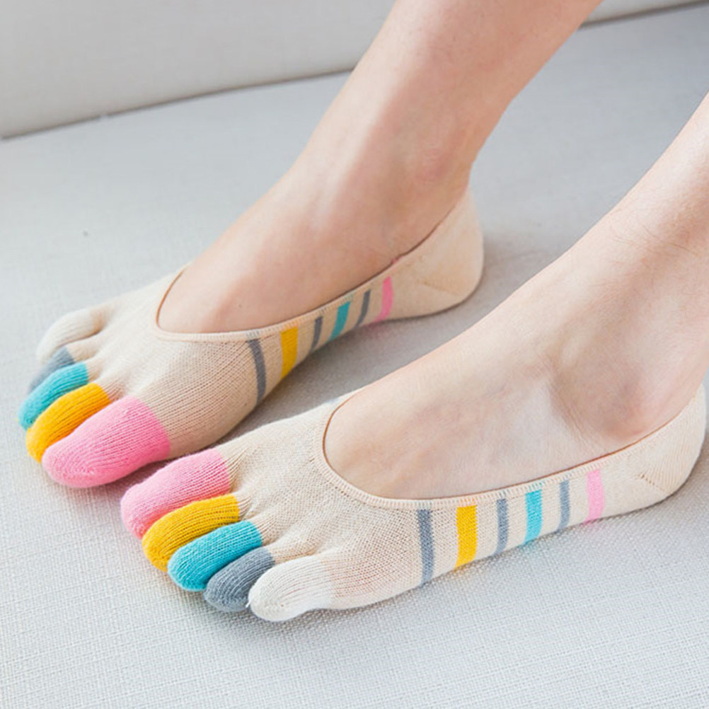 Womens Five Toe Yoga Socks 5 P - Invisibility Sock Loafer 评论和价格